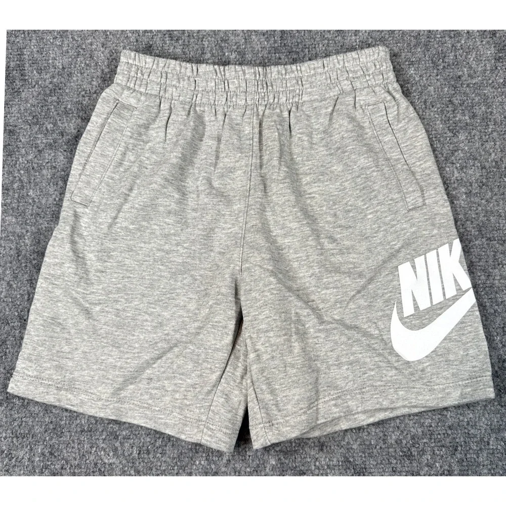 Nike Kids Size 6 Sportswear Futura Logo Heather Grey Pockets Shorts NWT